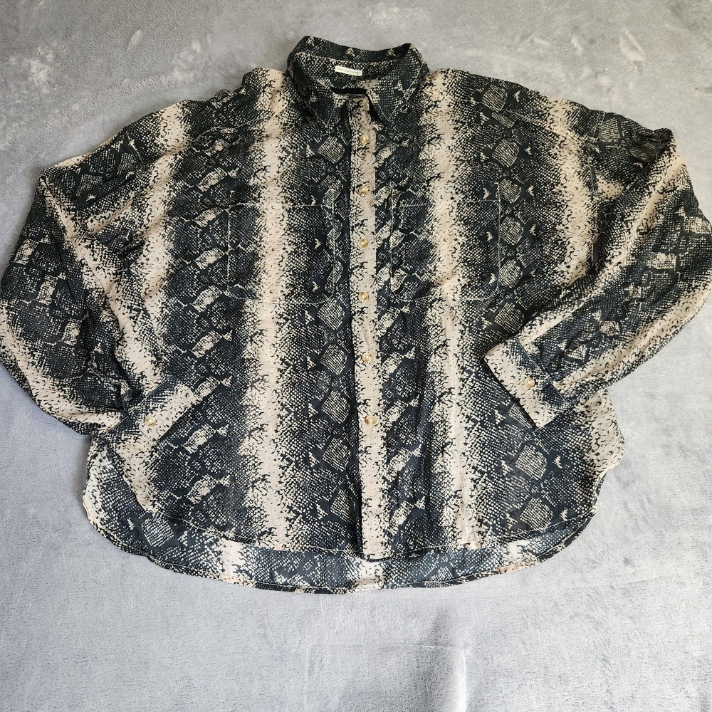 New MOTHER The Thin Veil Button Down Shirt Boa Babe Snakeskin Print Small SFlaw